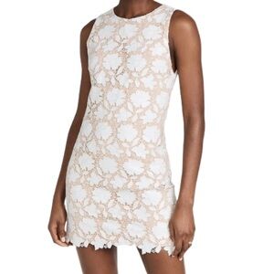 NWT Alice + Olivia Clyde Vegan Leather Floral Lace Off White Dress - Sz 2 and 10